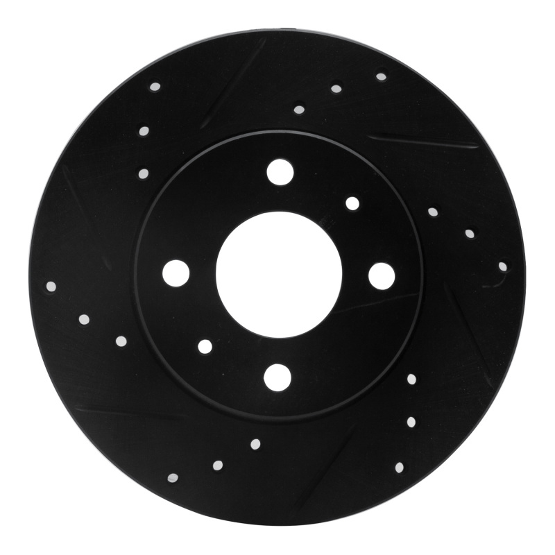 Nissan 200SX Brake Rotor (1) - Front Left - R1 Concepts - Drilled & Slotted - Black - `95-`00